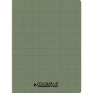 Cahier recyclé et recyclable  96 pages seyès 90 g  couverture polypropylène vert  format 24 x 32 cm CONQUERANT