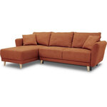Canapé d'angle convertible réversible 3-4 places tissu Terracotta à coffre de rangement - 244 x 158 x Hauteur 95 cm