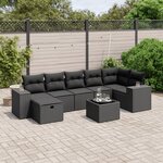 vidaXL Salon de jardin 8 Pièces avec coussins noir résine tressée