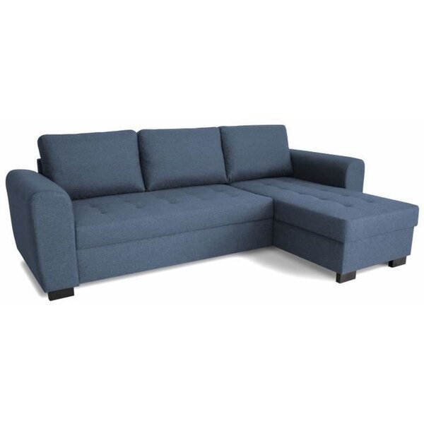 Canapé d'angle fixe réversible 4 places - Tissu Bleu - 245 x 150 x 86 cm