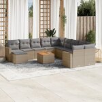 vidaXL Salon de jardin avec coussins 12 Pièces beige résine tressée