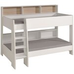 Lits superposés enfant - chêne et Blanc Ombre - Sommiers inclus - 2 x 90 x 200 cm