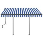 vidaXL Auvent manuel rétractable avec LED 3x2 5 m Bleu et blanc