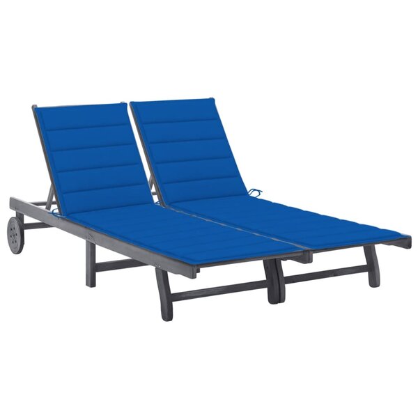 vidaXL Chaise longue de jardin 2 places avec coussin Gris Acacia