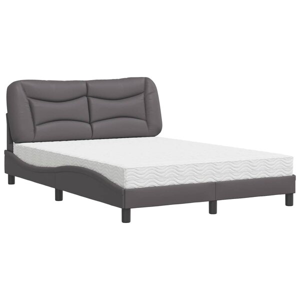 vidaXL Lit avec matelas gris 140x200 cm similicuir