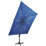 vidaXL Parasol déporté avec mât et lumières LED Bleu azur 300 cm