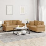 vidaXL Ensemble de canapés 2 Pièces avec coussins marron velours