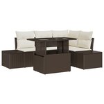 vidaXL Ensemble de canapés de jardin 5 pièces avec coussins marron en rattan poly