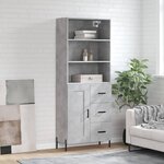 vidaXL Buffet haut Gris béton 69 5x34x180 cm Bois d'ingénierie