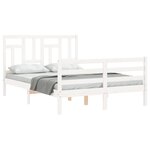 vidaXL Cadre de lit avec tête de lit blanc 120x200 cm bois massif