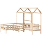 vidaXL Ensemble de lit et de banc avec toit 90x190 cm bois massif pin