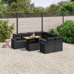 vidaXL Salon de jardin 9 Pièces avec coussins noir résine tressée