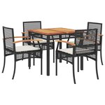 vidaXL Ensemble à manger de jardin coussins 5Pièces Noir Résine tressée