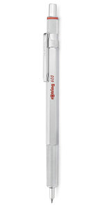 rOtring 600 Stylo bille  Argent chromé  recharge noire pointe moyenne