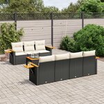 vidaXL Salon de jardin 8 Pièces avec coussins noir résine tressée