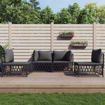 vidaXL Salon de jardin avec coussins 4 Pièces anthracite acier