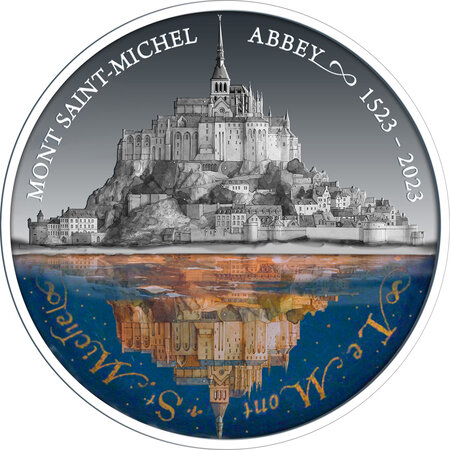 Pièce de monnaie en Argent 5 Dollars g 62.2 (2 oz) Millésime 2023 MONT SAINT MICHEL ABBEY