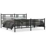 vidaXL Cadre de lit métal avec tête de lit/pied de lit noir 193x203 cm