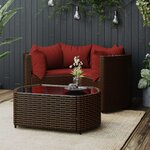 vidaXL Salon de jardin 4 Pièces avec coussins Marron Résine tressée