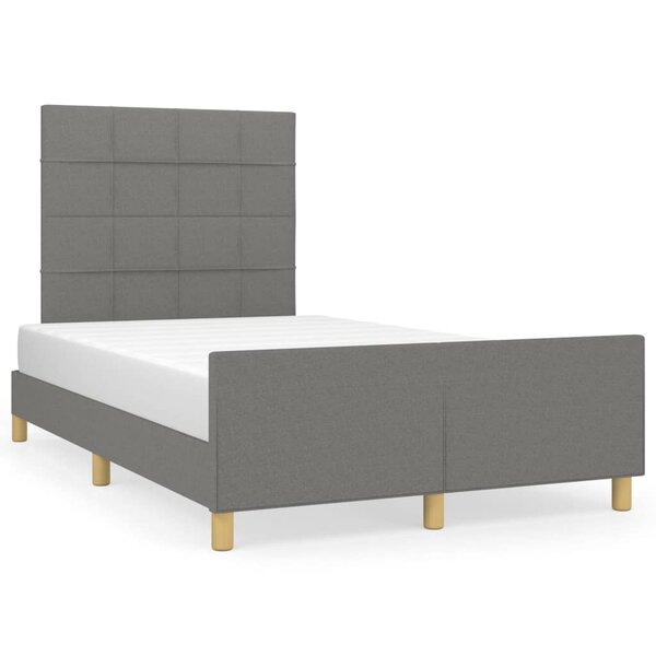 vidaXL Cadre de lit avec tête de lit Gris foncé 120x200 cm Tissu