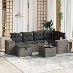 vidaXL Salon de jardin avec coussins 7 Pièces gris clair résine tressée