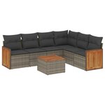 vidaXL Salon de jardin avec coussins 7 Pièces gris résine tressée