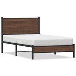 vidaXL Cadre de lit en métal avec tête de lit chêne marron 107x203 cm