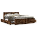 vidaXL Cadre de lit avec tête de lit chêne fumé 140x190 cm