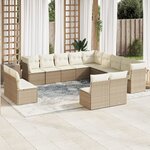 vidaXL Salon de jardin avec coussins 13 Pièces beige résine tressée