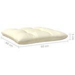 vidaXL Repose-pied de jardin avec coussin crème Bois de pin massif