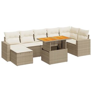 vidaXL Salon de jardin avec coussins 8 Pièces beige résine tressée