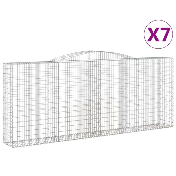vidaXL Paniers à gabions arqués 7 Pièces 400x50x160/180 cm fer galvanisé