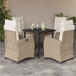 vidaXL Ensemble à manger de jardin avec coussins 5Pièces Beige poly rotin