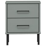 vidaXL Table de chevet avec pieds en métal Gris Bois pin massif OSLO