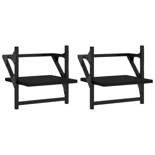 vidaXL Étagères murales avec barres 2 Pièces noir 30x25x30 cm