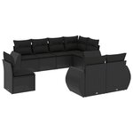 vidaXL Salon de jardin 8 Pièces avec coussins noir résine tressée