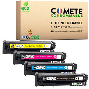 201X - 4 toners compatibles avec HP 201X CF400X CF401X CF402X CF403X Noir Cyan Magenta Jaune - Entreprise française