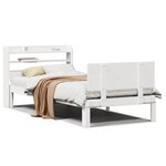 vidaXL Cadre de lit avec tête de lit blanc 90x200cm bois de pin massif