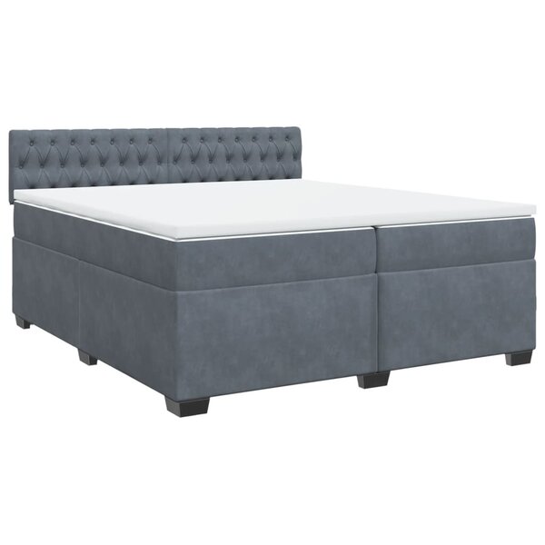 vidaXL Sommier à lattes de lit et matelas Gris foncé 200x200cm Velours