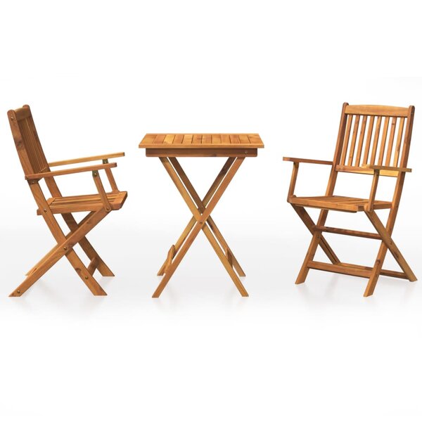 vidaXL Ensemble à manger de jardin pliable 3 Pièces Bois d'acacia solide