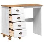 vidaXL Bureau "ASKIM" avec tiroirs Blanc 95x40x75 cm en Bois Massif de Pin