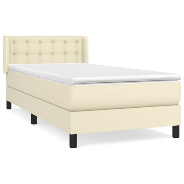 vidaXL Lit à sommier tapissier avec matelas Crème 100x200cm Similicuir