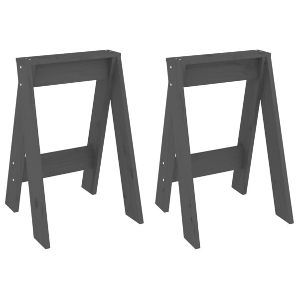 vidaXL Tabourets lot de 2 gris 40x40x60 cm bois massif de pin