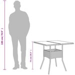 vidaXL Table de jardin dessus en verre beige 80x80x75cm résine tressée
