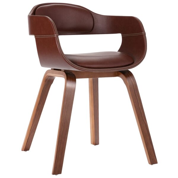 vidaXL Chaise à manger Marron Bois courbé et similicuir