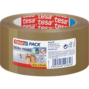 Ruban adhésif d'emballage tesapack pvc ultra strong 65 microns - 50 mm x 66 m - havane (paquet 6 x 66 mètres)