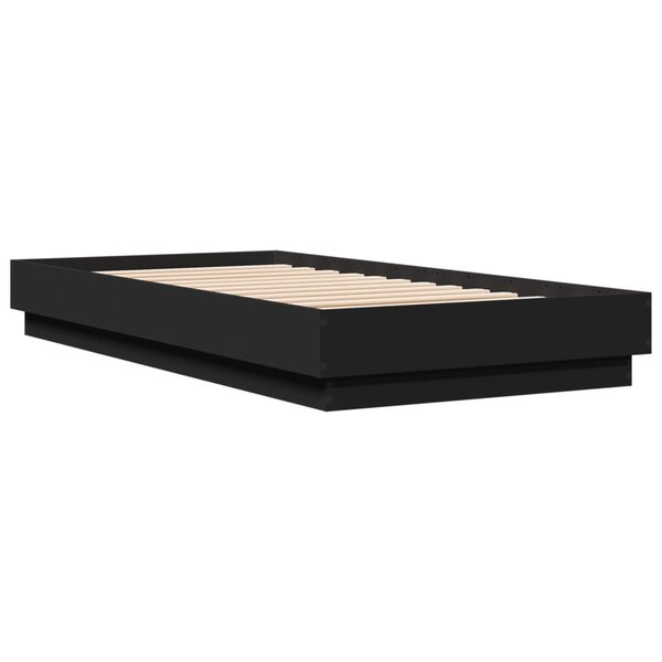 vidaXL Cadre de lit noir 75x190 cm bois d'ingénierie
