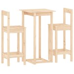 vidaXL Ensemble de bar 3 Pièces Bois de pin massif