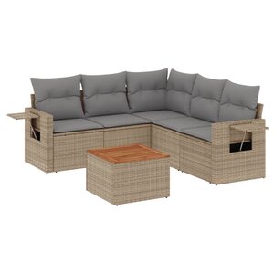 vidaXL Salon de jardin avec coussins 6 Pièces beige résine tressée