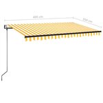 vidaXL Auvent rétractable automatique 400x350 cm Jaune et blanc